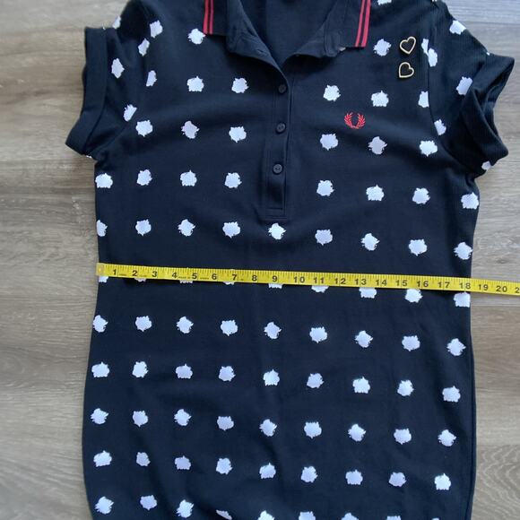 Fred Perry x Amy Winehouse Polo Shirt Dress sz 12 US 16 UK Black Polk Dots - Picture 10 of 12